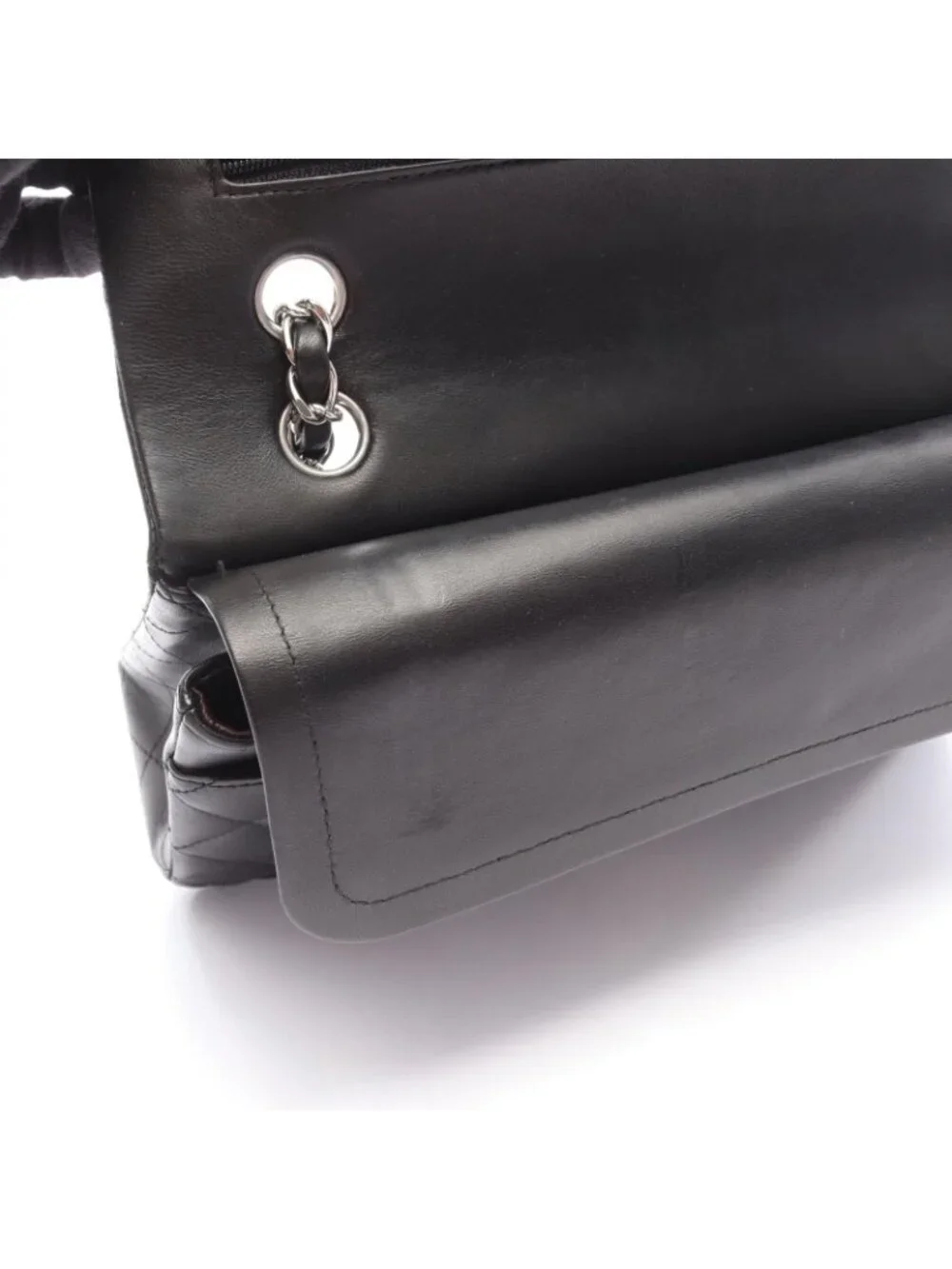 Chanel Shoulder Bag Quilted Double Flap Black Lambskin Chain